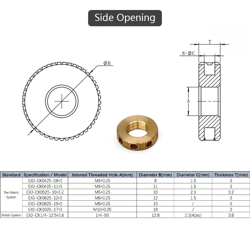 Fine Tooth Locking Nut M4x0.25/M6x0.25 Precision Accessory Copper Material For Optical Laboratory Pitch Adjustment Frame