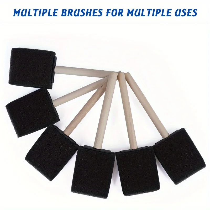 Assorted Foam Brush Set Wood Handle Paint Brush Set- Lightweight, Durable, Great for Acrylics, Stains, Varnishes, Crafts