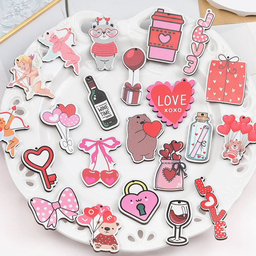 

Cordial Design 100Pcs Jewelry Accessories/Cartoon Charms/Valentine's Day Print Effect/Hand Made/DIY Wood Pendant #193277