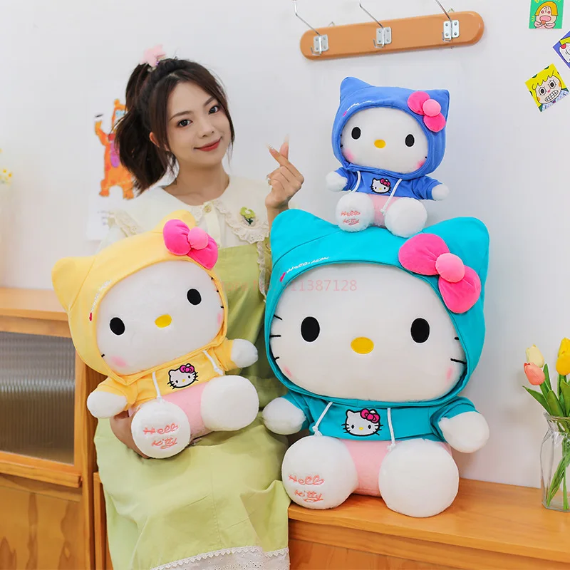 

Sanrio Hello Kitty Plush Toy Soft Comfortable Cute Stuffed Doll Hooded Home Decoration Throw Pillow Holiday Gift For Adult