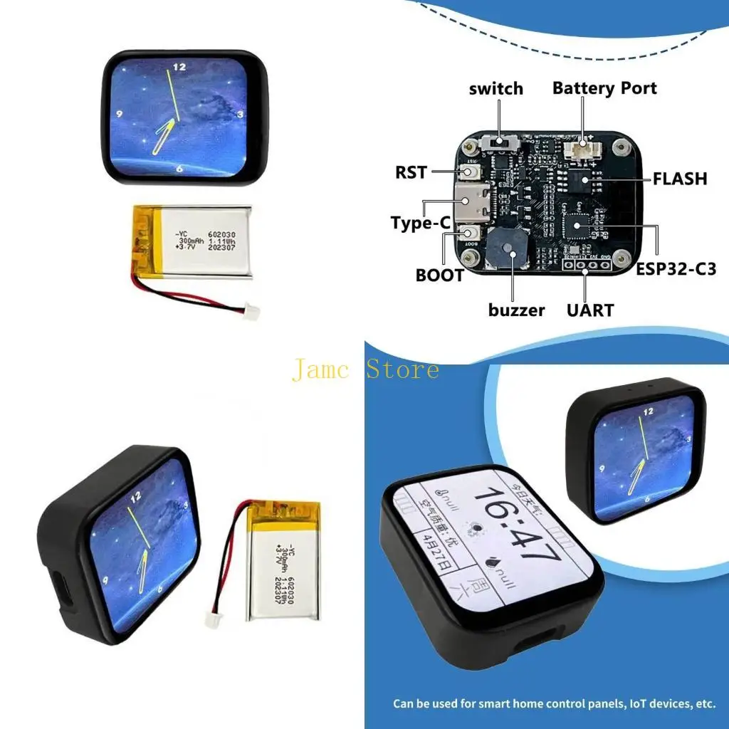 

LX0B ESP32 1,69-дюймовый ЖК-дисплей с сенсорным экраном, чехол для телевизора, часы с зуммером ST7789 CST816 240x280 с Wi-Fi