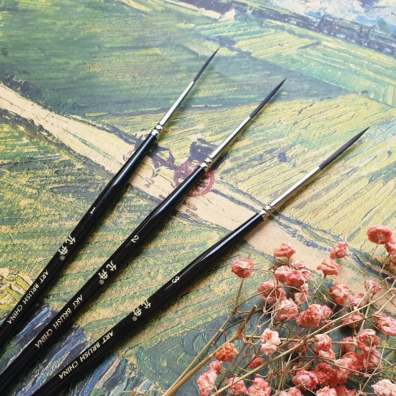 3pcs Long Pen Tip High Quality Nylon PaintBrush For Waterclolr Painting Gouache And Oil Painting Art Supplies Tools