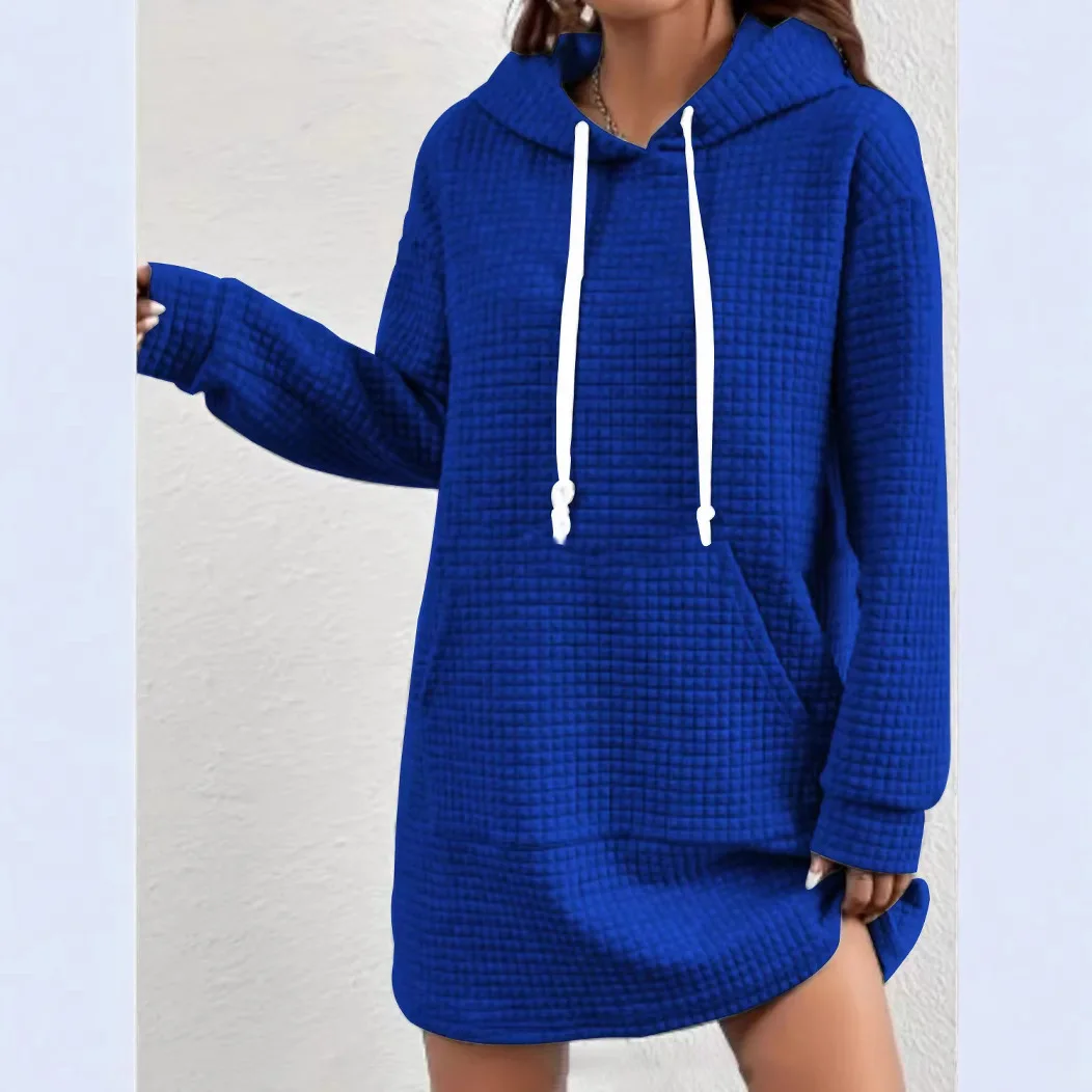 2025 فستان نسائي كاجوال بقلنسوة وأكمام طويلة ريترو