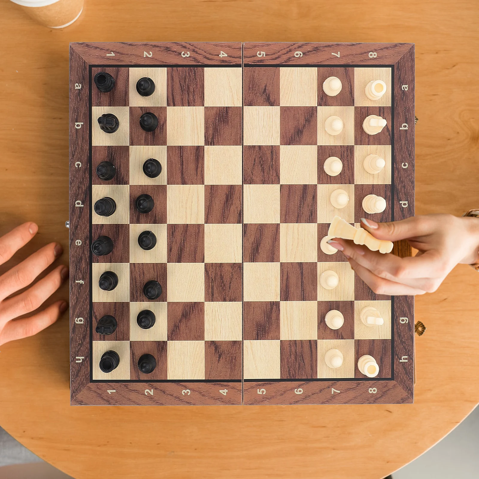 

Wooden Chess Set Kids Toy Portable Foldable Board Game Design Lightweight West International Checkers Game