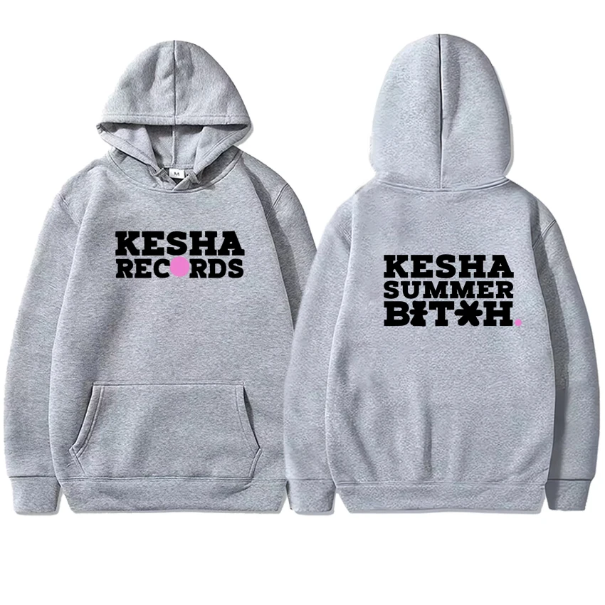 Fashion Kesha Records Graphic Double Sided Printed Hoodie Men Women Long sleeve Pullover Autumn Winter Fleece Unisex Sweatshirts