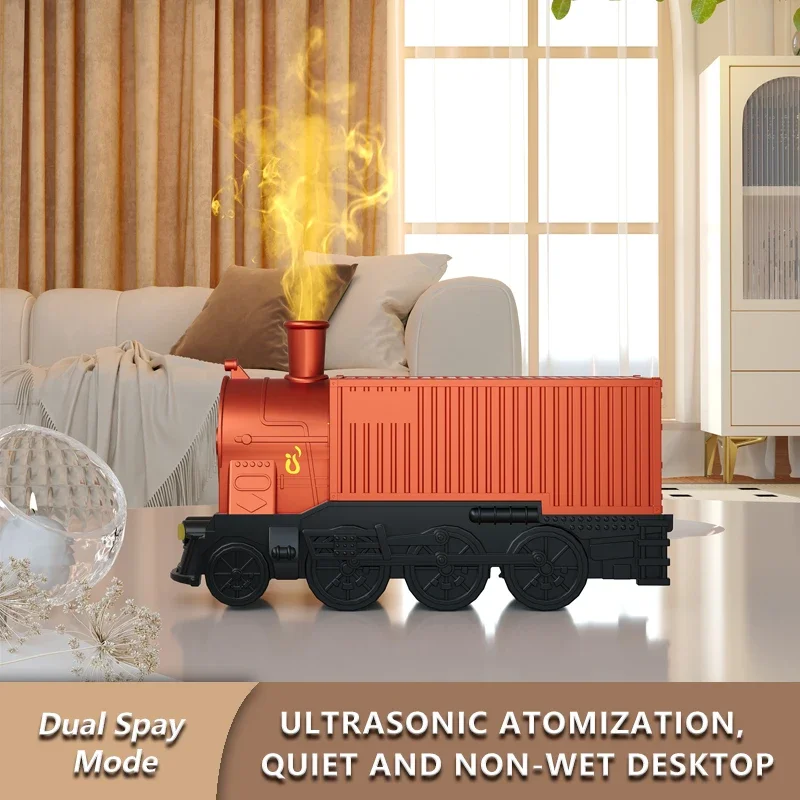 FirmHome Store300 ML Mini Train Shape Aromatherapy Essential Oil Diffuser Ultrasonic Cool Mist Air Humidifier With LED Lamp Remo