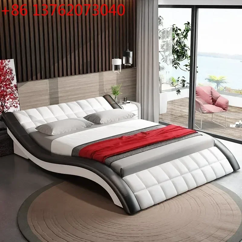 Camas de Lujo Simple Queen, Estructura Moderna Modular de Alta Gama, Camas Dobles Minimalistas Nórdicas Japonesas, Muebles de Patio
