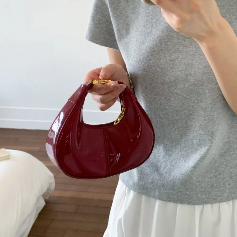 

Niche Solid Color Half-moon Crescent Bag Simple Y2k Pu Leather Handbag Leisure Versatile Women's Coin Purses Daily