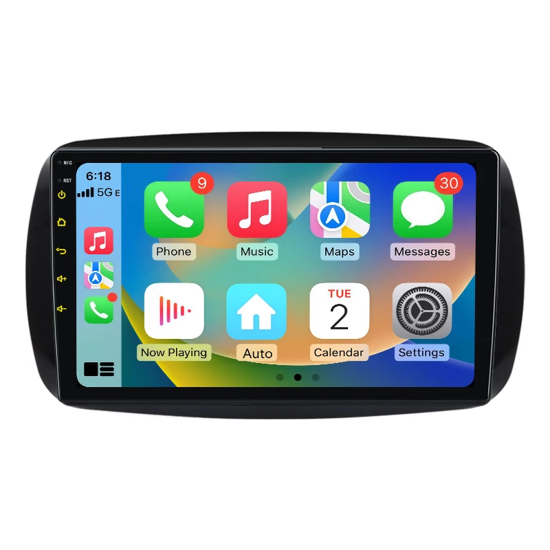 Junsun 9-Zoll Android 15 Autoradio für Mercedes Benz Smart 453 Fortwo 2014-2020, kabelloses Apple CarPlay, Auto-IPS-Bildschirm, Stereo-Multimedia-Videoplayer, intelligente Fahrzeugsysteme,