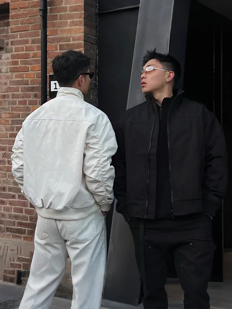 

Preppy Sli Pilot Jaet Men's Spring Autumn ort ape Stand Collar Windproof Baseball Sle Clothing Outerwear Jaet