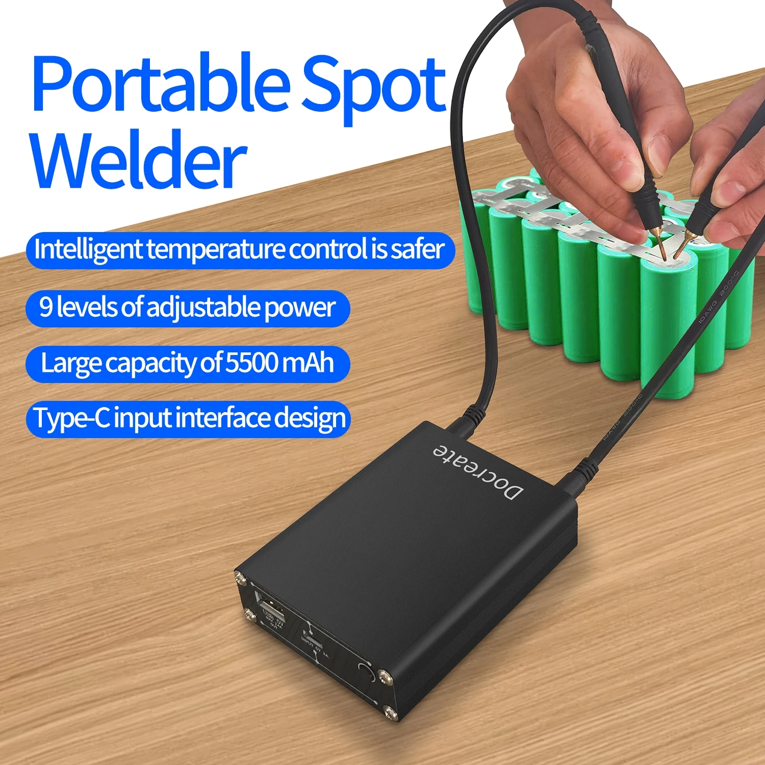 ポータブルスポット溶接機-5500mah-9-ギアパワーバンク-2a-高速充電-diy-溶接機-18650-バッテリーパック修理ツール用