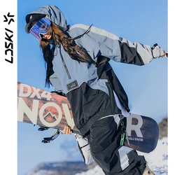 LDSKI Ski Jackets Snowboard Women Men Winter Elastic Cuffs  Hoodies Outdoor Sports Warm Waterproof Reflective Design Retro2103