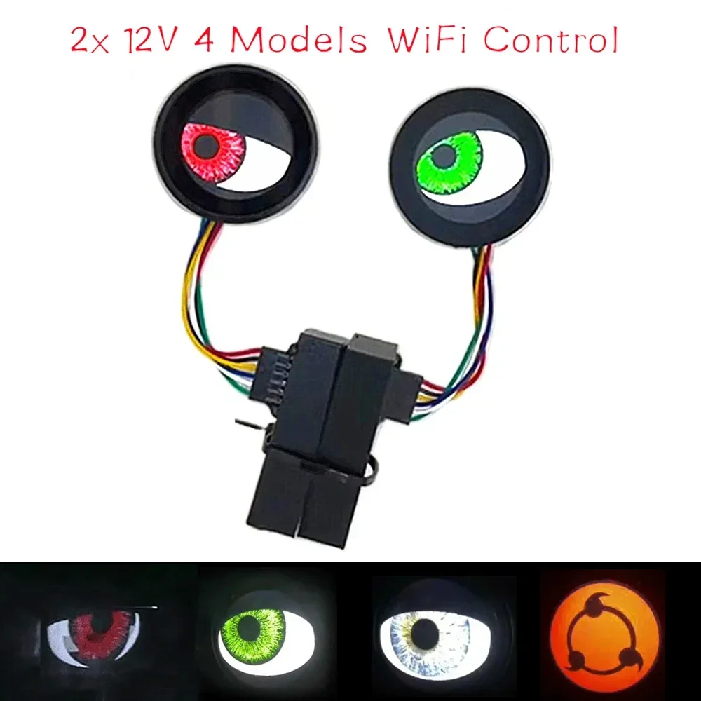 2x 12V LED Red/Ice Blue/Green Devil Demon Eyes Evil Eye Light Car WiFi Control Headlight Car Decoration Light Lamp