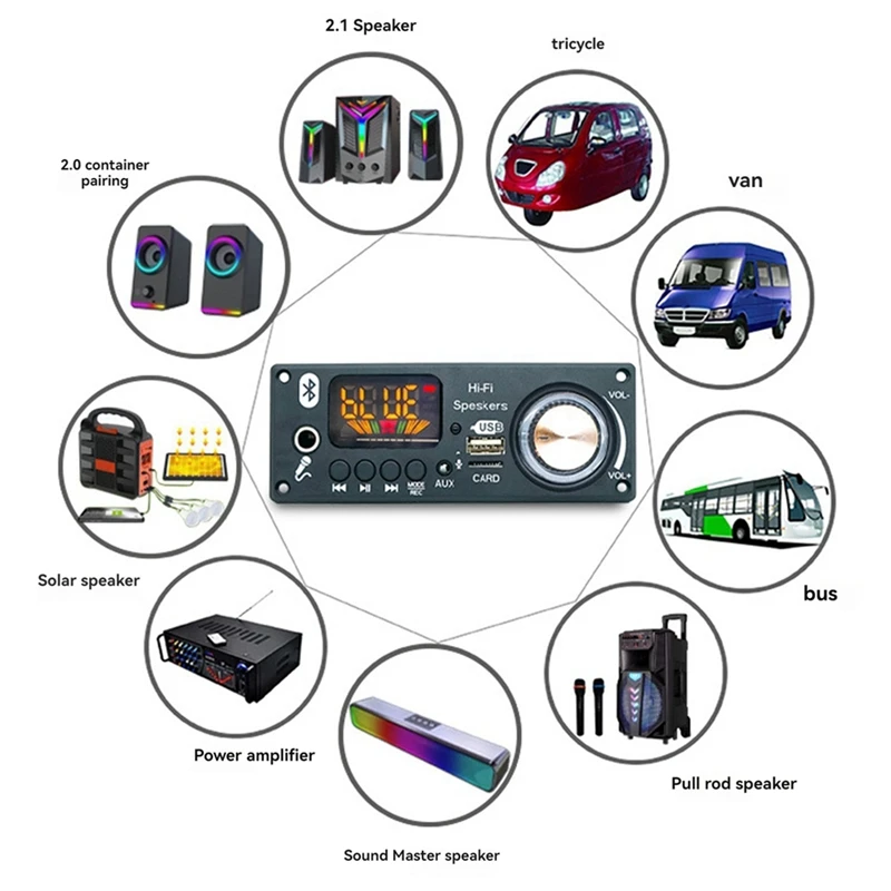 Placa amplificadora decodificadora de áudio bluetooth 2x80w 160w amplificador reprodutor de áudio 12v diy mp3 player carro módulo de rádio fm tf usb