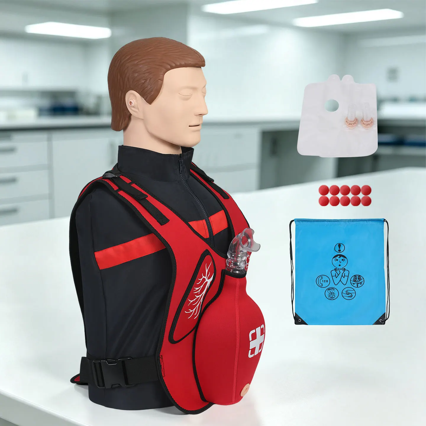 DARHMMY  Half-Body CPR Training Manikins and First Aid Training Heimlich Training Vest Choking Trainer