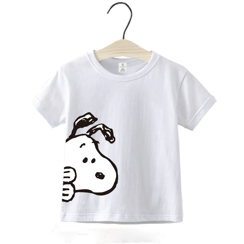 2024 Summer New Kids Cartoon t-shirt Snoopy Top a maniche corte per bambini o-collo 100 cotone ragazzi e ragazze chiudi magliette