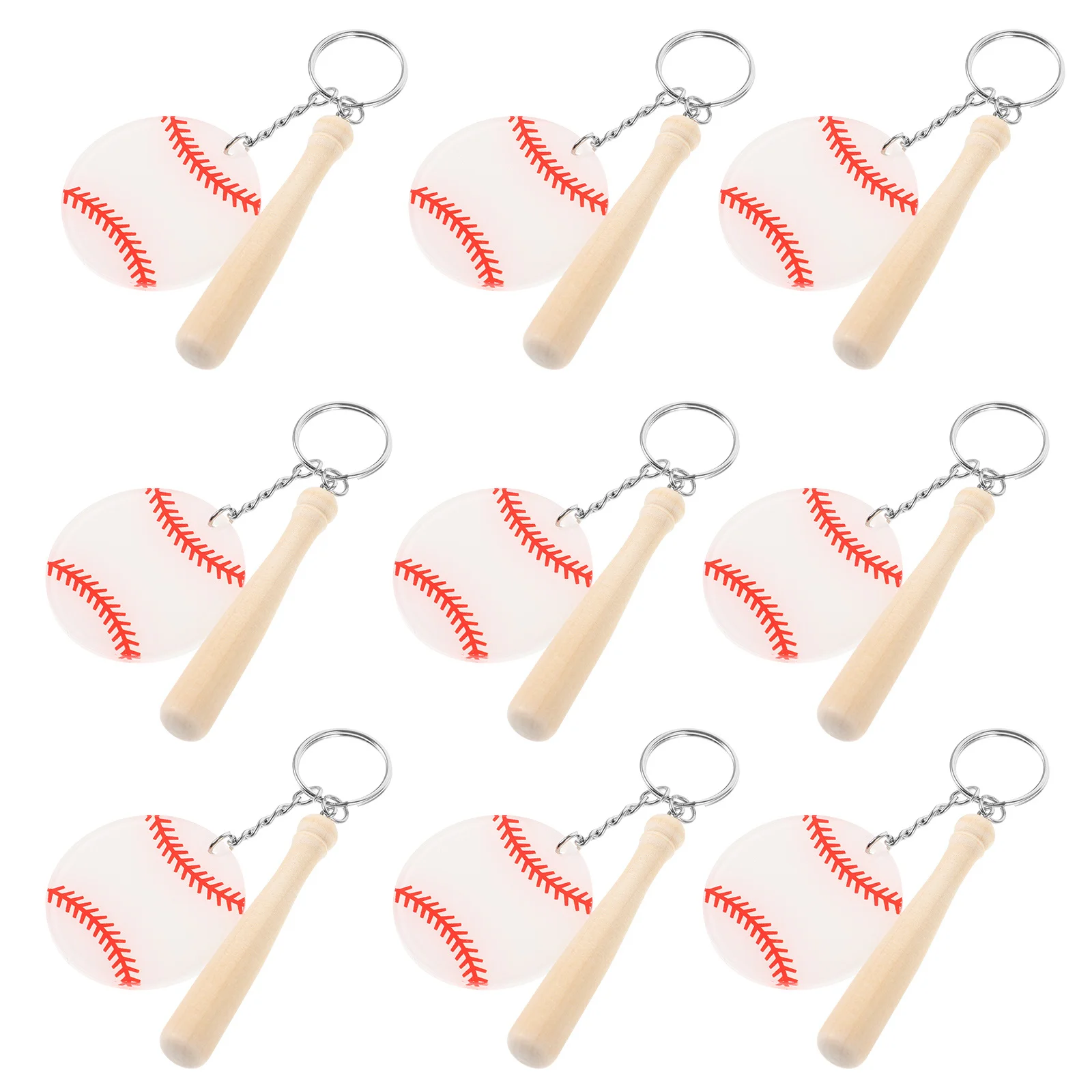 10개 야구 키체인 정교하고 부드러운 가방 펜던트 스포츠 키링 여성 남성 소프트볼 파티용