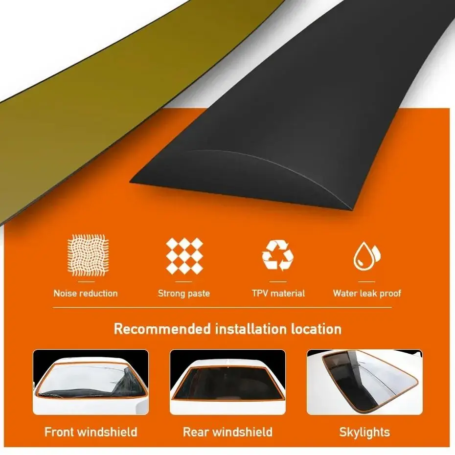 Car Roof Rubber Seal Strip Car Window Rubber Weatherstrip Seal Trim Cover Seal Strip Noise Insulation for Car Accessori Sealants