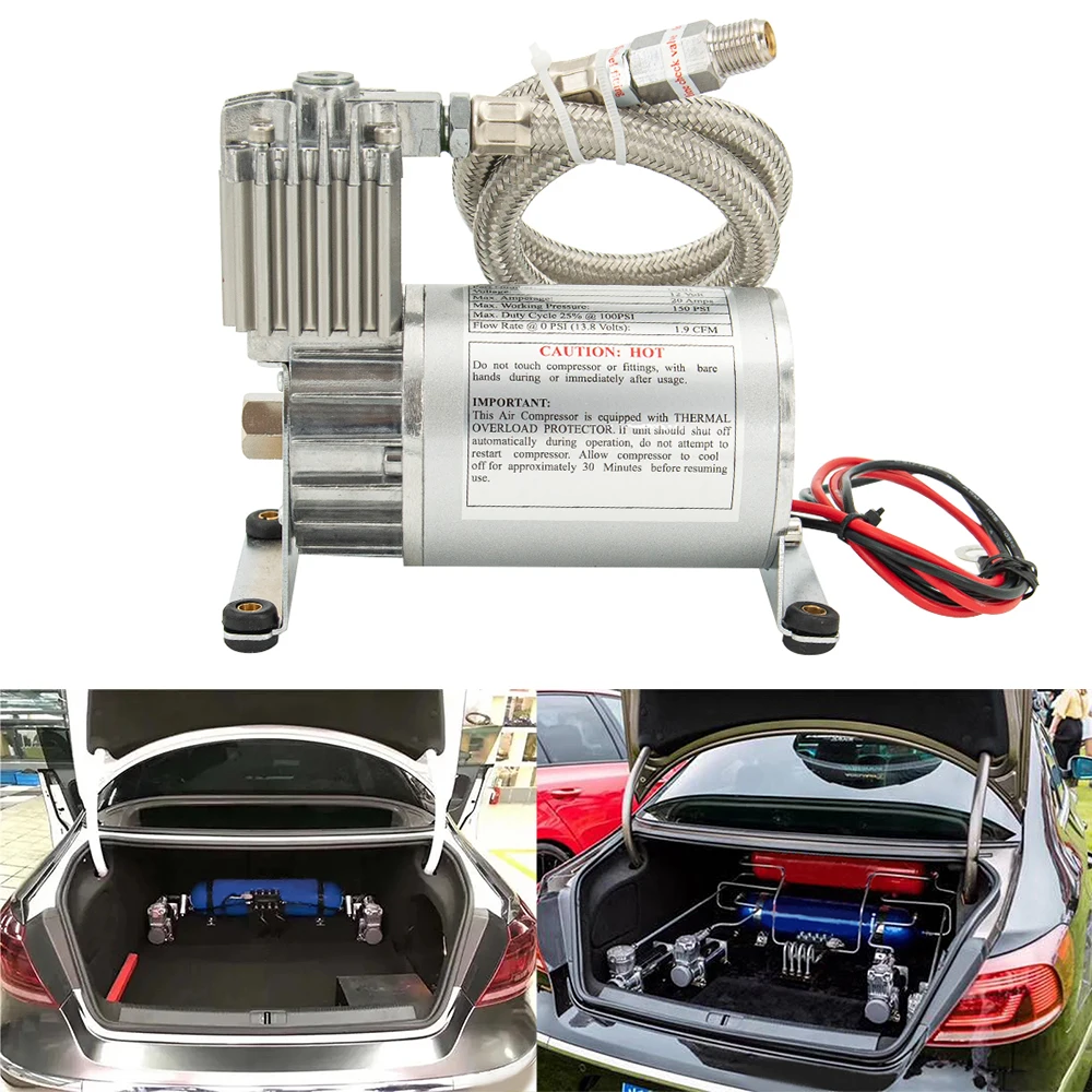 Universal DC 12V 150 PSI OUTLET 1/4 NPT Car Air Suspension Compressor/ Pump Air Horn Compressor