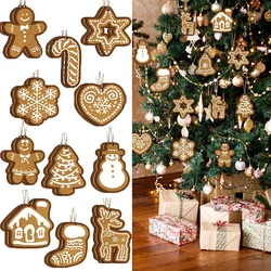 12/24pcs Christmas Kraft Paper Gift Tags Gingerbread Man Snowflake Elk Shape Tag Label Xmas Tree Hanging Ornaments Navidad Decor