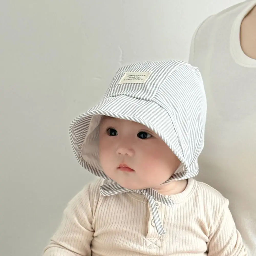 

Повседневная мягкая детская кепка для плода с широкими полями в полоску, детская шляпа с защитой от ультрафиолета, хлопковая шляпа от солнца для новорожденных для девочек/мальчиков