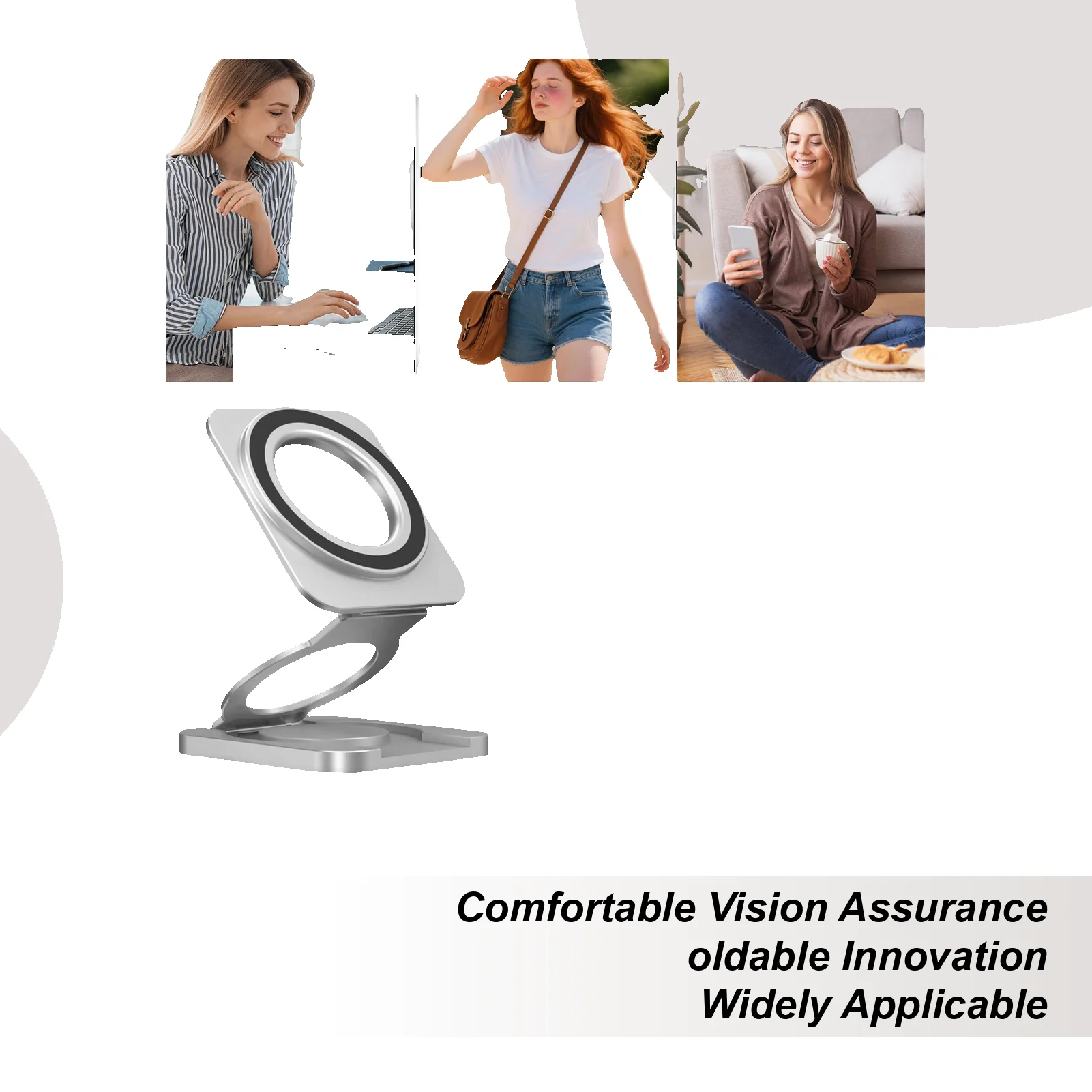 磁気電話ホルダースタンド折りたたみ式デスク電話スタンド180度回転滑り止めポータブルブラケットグリップ、トラック、ジム、自撮り用