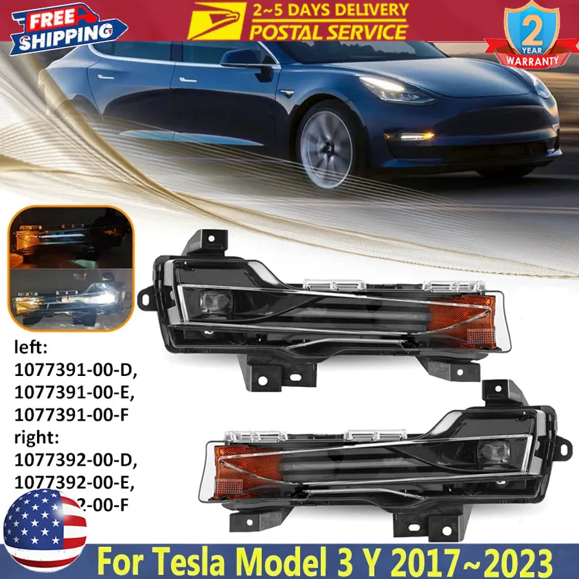 

Car Front Fog Light LED DRL Driving Lamp For Tesla Model 3 2017~2023 For Model Y 2020~2023 Bumper Fog Light Lamp DRL Right Left