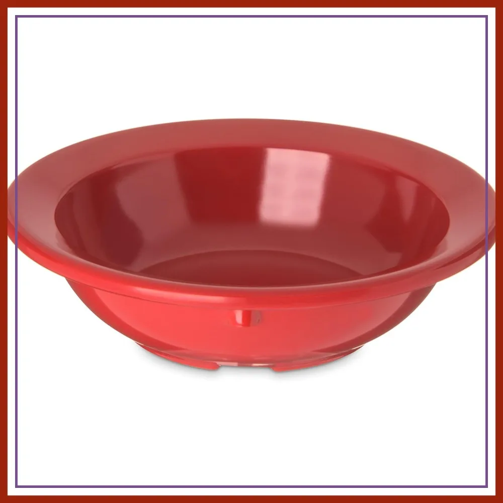

Reusable Plastic Fruit Bowl with Rim for Buffets, Home, and Restaurants, Melamine, 3.5 oz, Red, Pack of 48