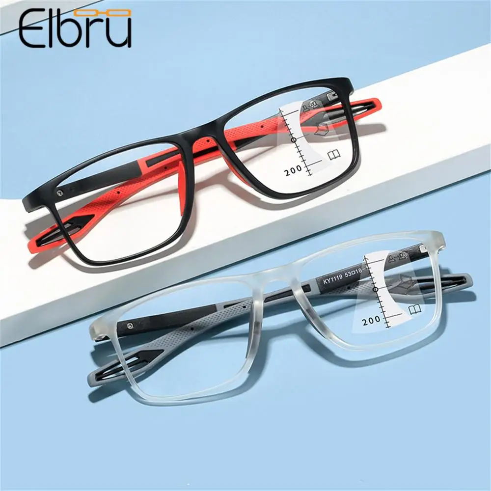 Elbru Bifocal Progressive Reading Glasses Men Sports TR90 Anti Blue Light Multifocal Presbyopia Eyewear Ultralight Eyeglasses