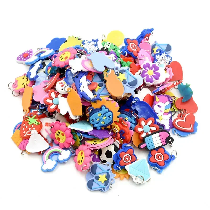 Soft charms DIY Cartoon Colorful Animal Flower Bead Pendants Colorful Rubber Loom Band Bracelet Jewelry Making Beads Toy Beads