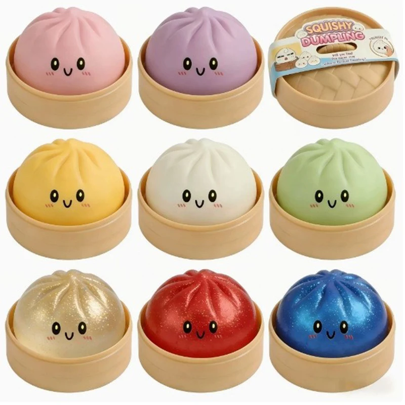 Neuer Glitzer-Dumpling, Glitzer-Dumpling Squishy mit Box, Dumplings Sensorisches Quetschspielzeug zur Stresslinderung S
