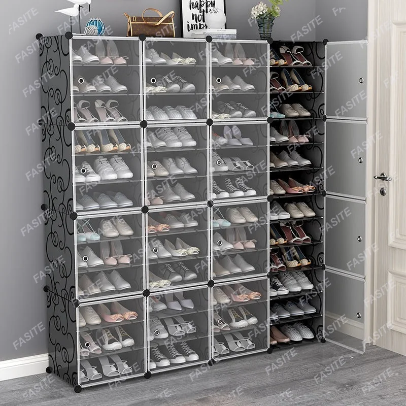 

Large Shoe Rack Large Capacity Boot Storage 12 Cube Organizer Modular DIY Plastic 6 Tier 24-96 Pairs of Shoe Tower Cabinet