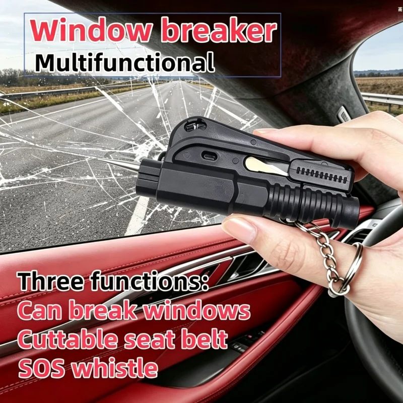 Mini Car Window Breaker, 3-in-1 Multifunctional Car Emergency Escape Tool, Vehicle Safety Hammer with Glass Breaking Punch, Auto