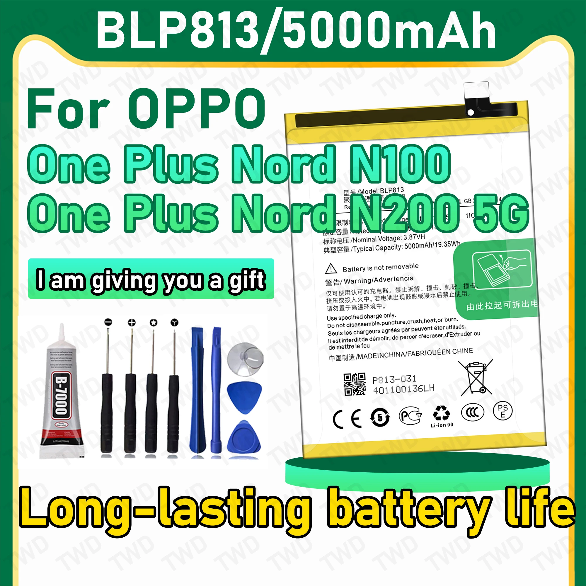 

BLP813 Large capacity Battery For OPPO OnePlus Nord N100/OnePlus Nord N200 5G Batteries New High Quanlity+Free Tools