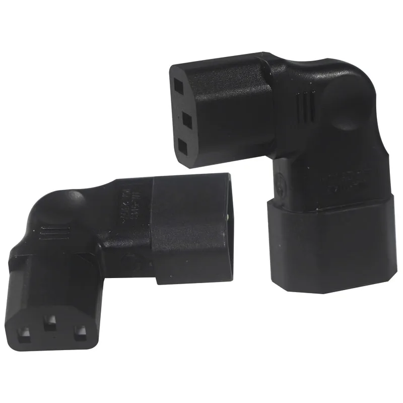 IEC C14 to C13 Power Adapter 90 Degree Right Left Angle 3-Pin Male to Female Converter for Computer Server Power Cord