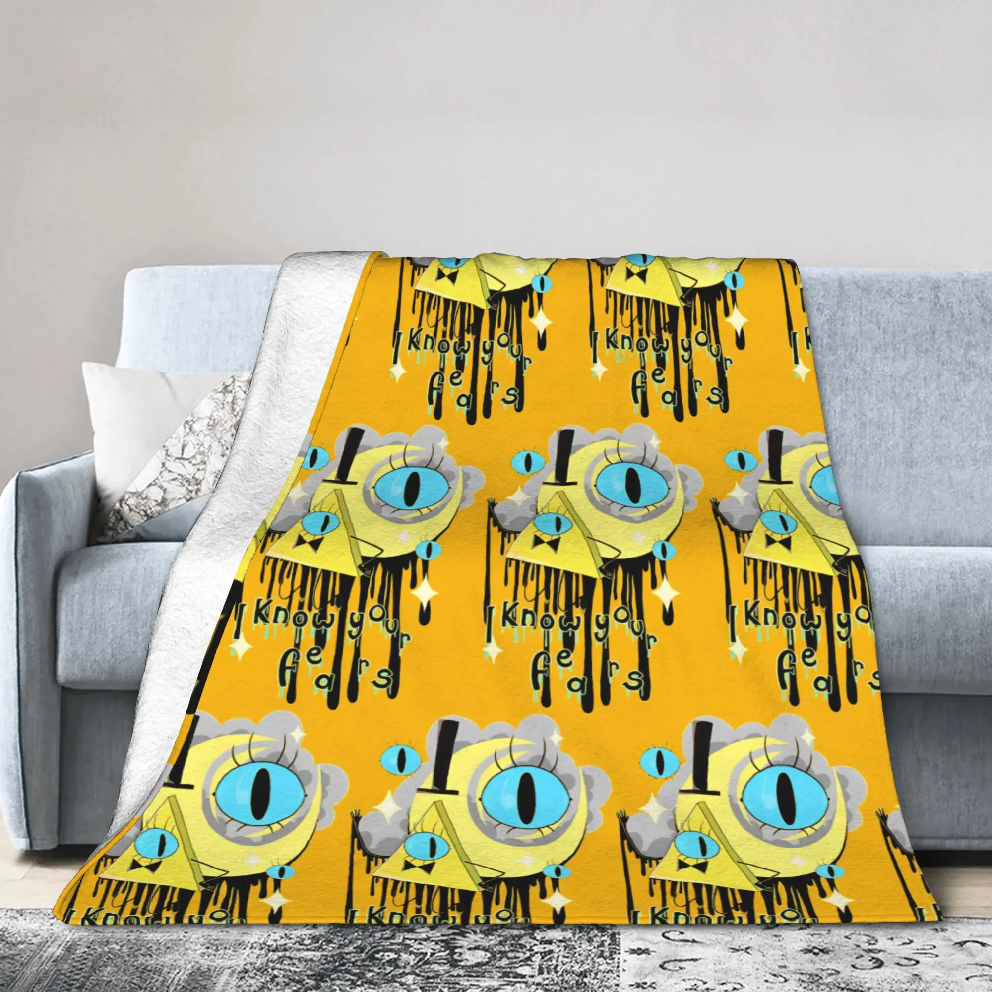 

Gravity Falls I Know Your Fears Bill Ciphers Blankets Flannel Spring Autumn Warm Throw Blankets for Home Car Bedding Throws
