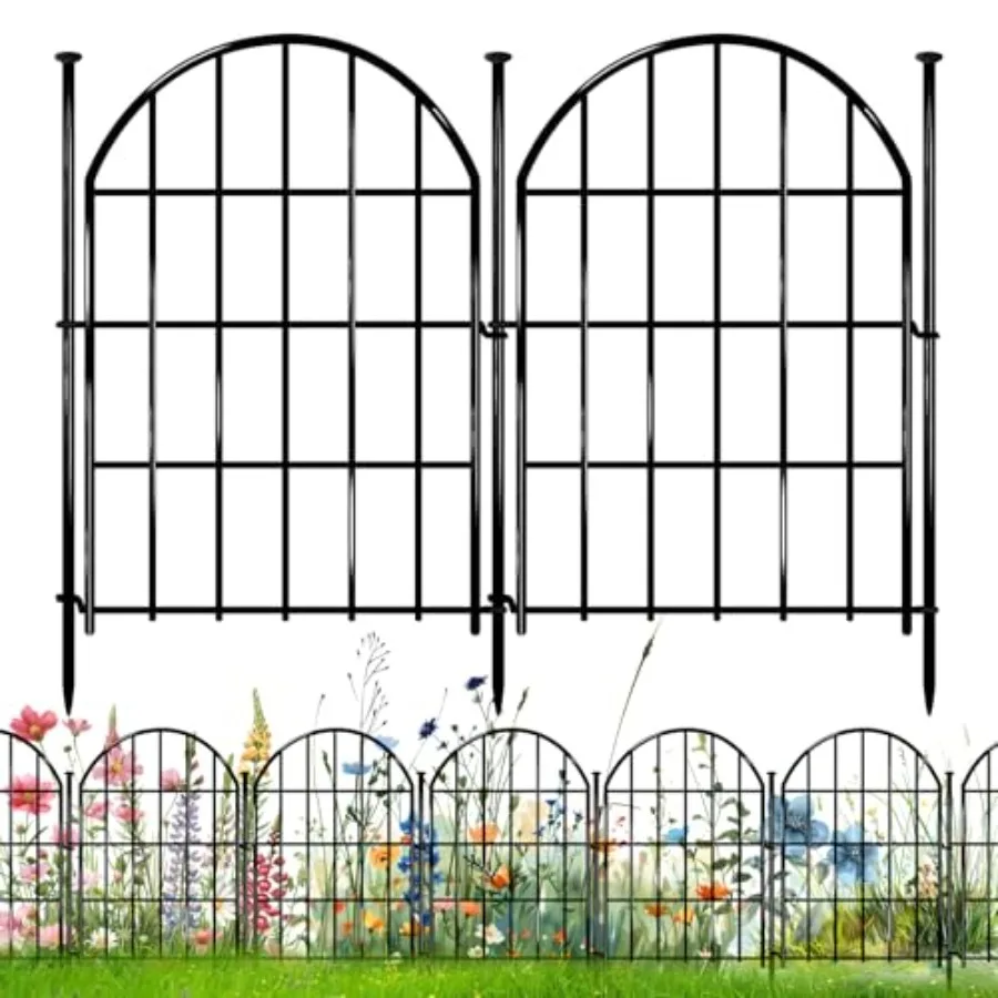 

26 Pack Decorative Garden Fence, 22in X 28Feet Arched No Dig Fence Border, Garden Edging Border, Rustproof Metal Animal Barrier