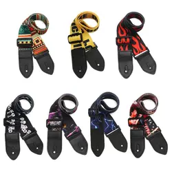 PU Leather Nylon Guitar Strap for Acoustic Electric Guitar Bass Multi-Color Printing Guitar Belt Ends Adjustable Lighting Design