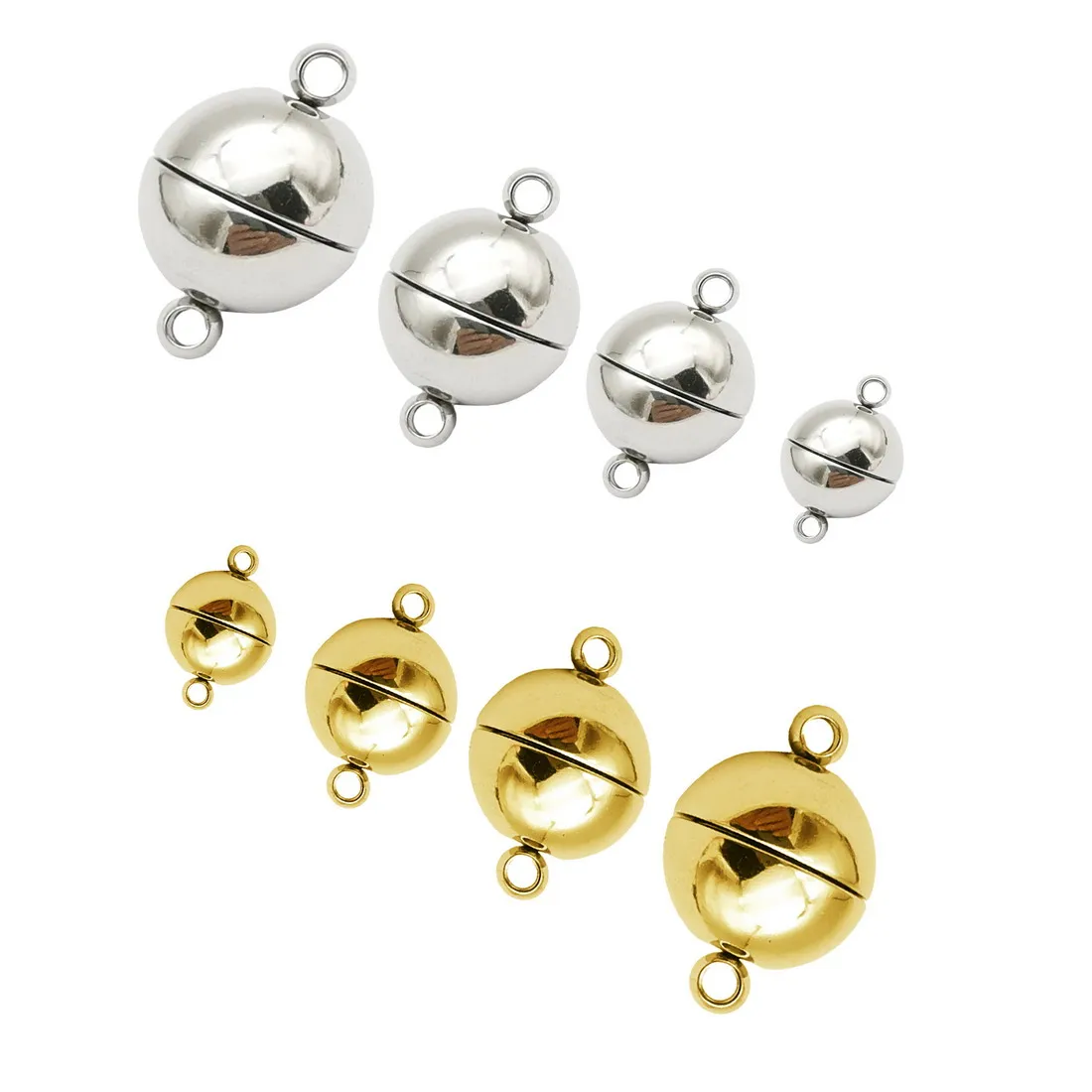 

shapesbyX 3 Pieces Stainless Steel Ball Magnetic Clasps 6mm 8mm 10mm Gold Jewelry Making Bracelet Pendant Necklace End