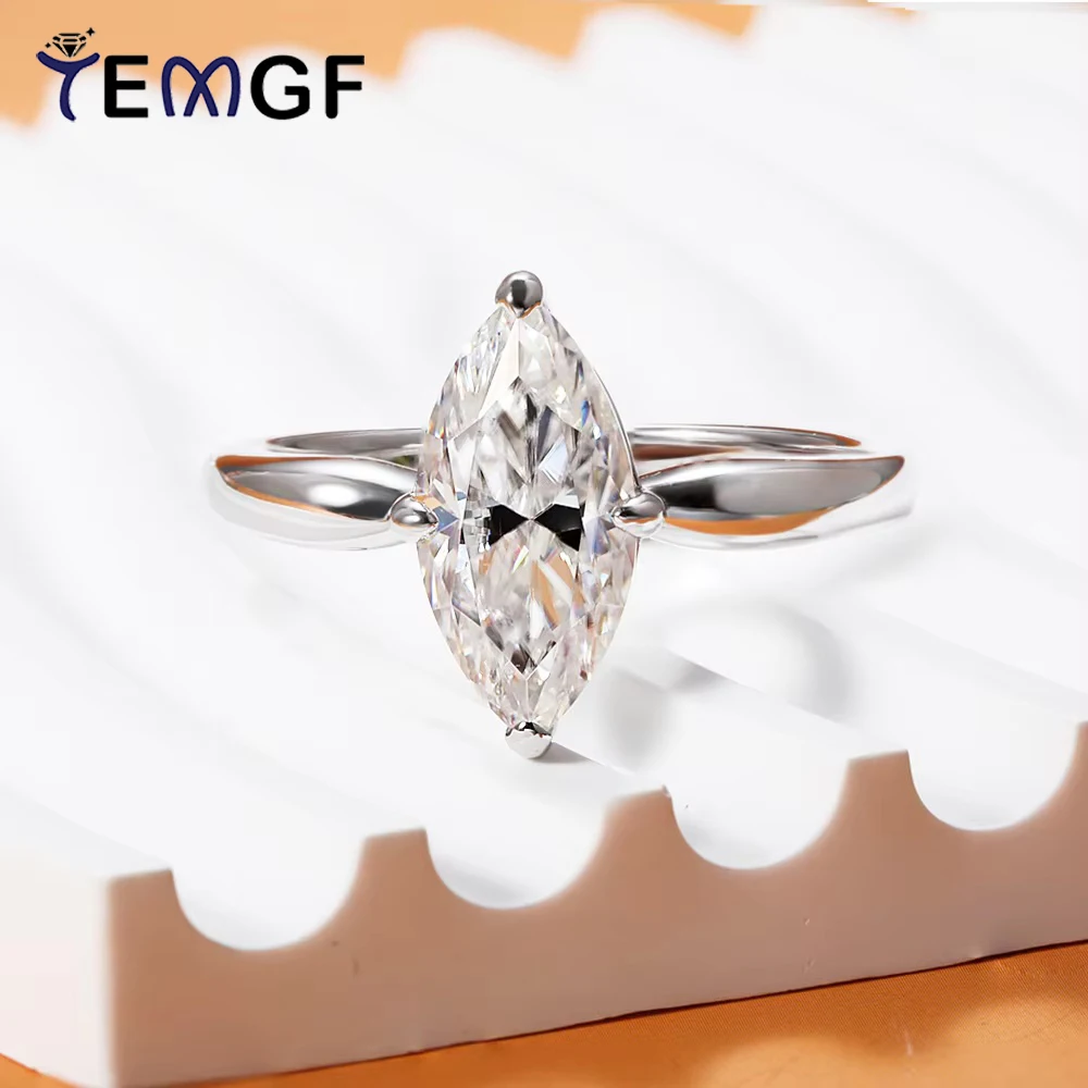 

Кольца с муассанитом TEMGF, 1/2/3 карата, огранка маркизы, стерлинговое серебро 925 пробы, обручальные кольца для женщин, ювелирные изделия, подарок на годовщину