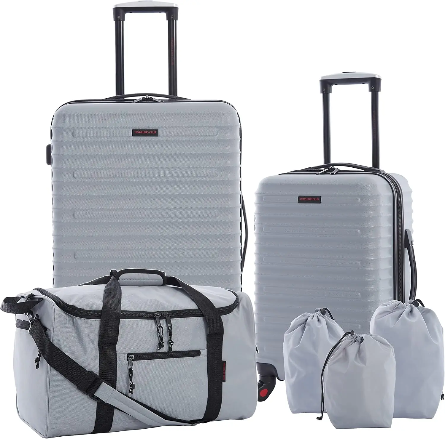 

6-Piece Orion Luggage and Travel Accessories Set in Grey for Travelers, Durable and Stylish