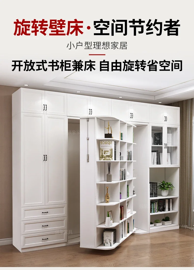 Storage Folding Bed Assembled Cabinet Multi-Functional Wall Bed Hidden Bed Wardrobe Integrated