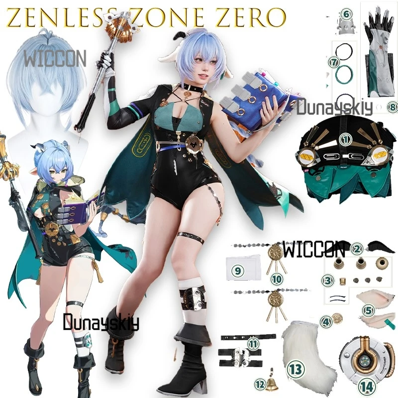 

Shop1104224016 Store ZENLESS ZONE ZERO Lucia Cosplay Costume Wig Green Black Cape Medieval Preorder Christmas Halloween Cifera