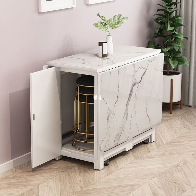 

Movable folding dining table Small apartment eating table Multifunctional household rectangular folding dining table and chair
