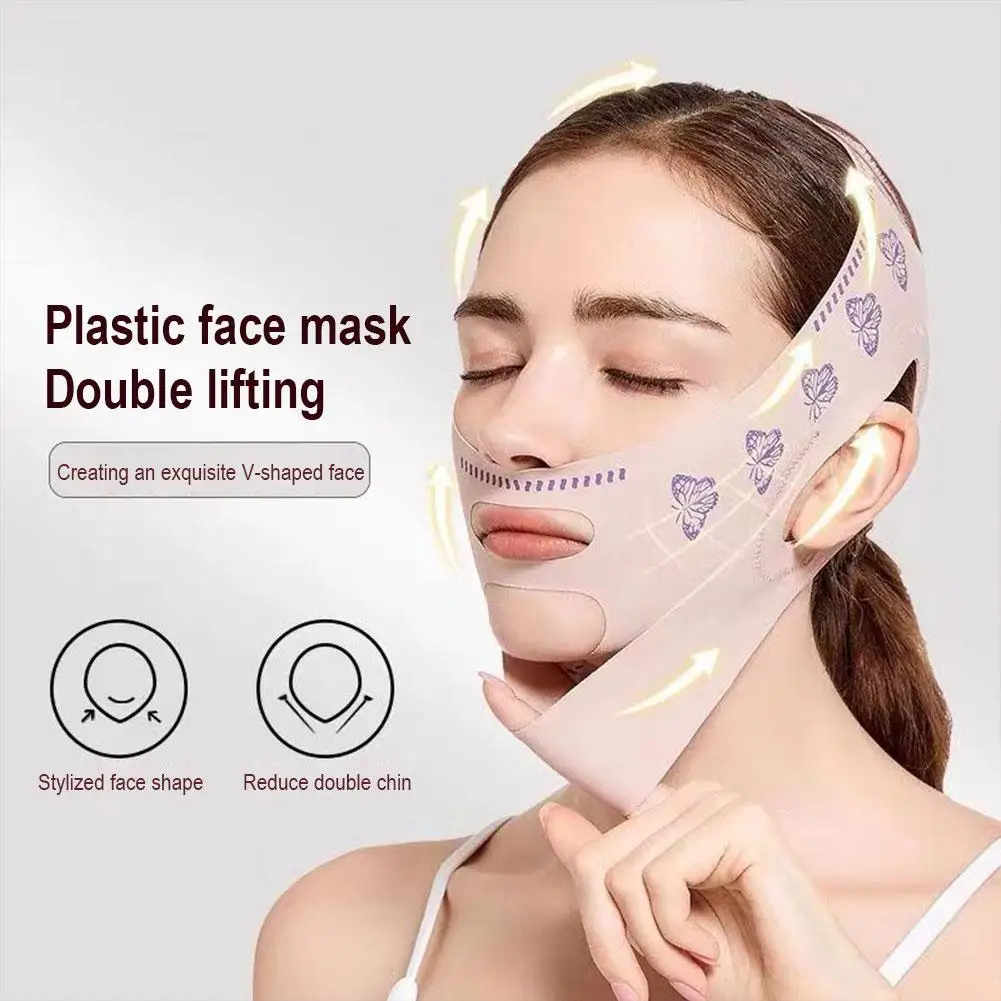 Fasciatura dimagrante per il viso a due piani cintura per il sollevamento del viso rughe mento Line Lift V Shaper Strap Beauty Face Face Face Band Anti Chee X9U0