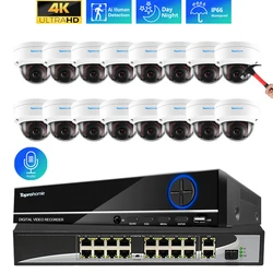16CH 4K NVR Kit H.265 AI Indoor Vandal-Proof Dome Security Camera System 8MP 5MP POE IP Camera Video Surveillance Set with Audio
