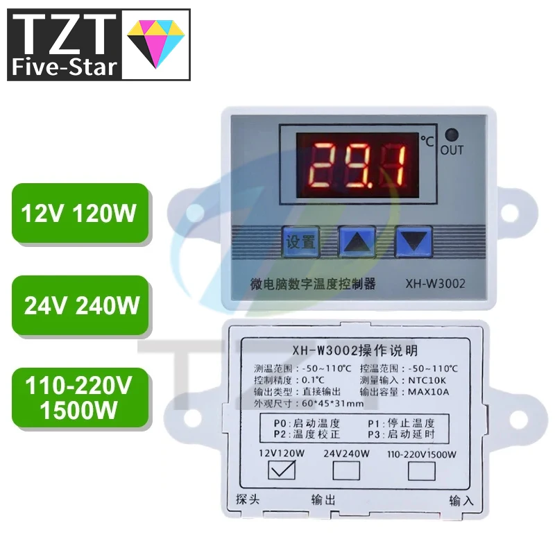 W3002 Digital Control Temperature Microcomputer Thermostat Switch Thermometer New Thermoregulator 12/24/220V For Arduino