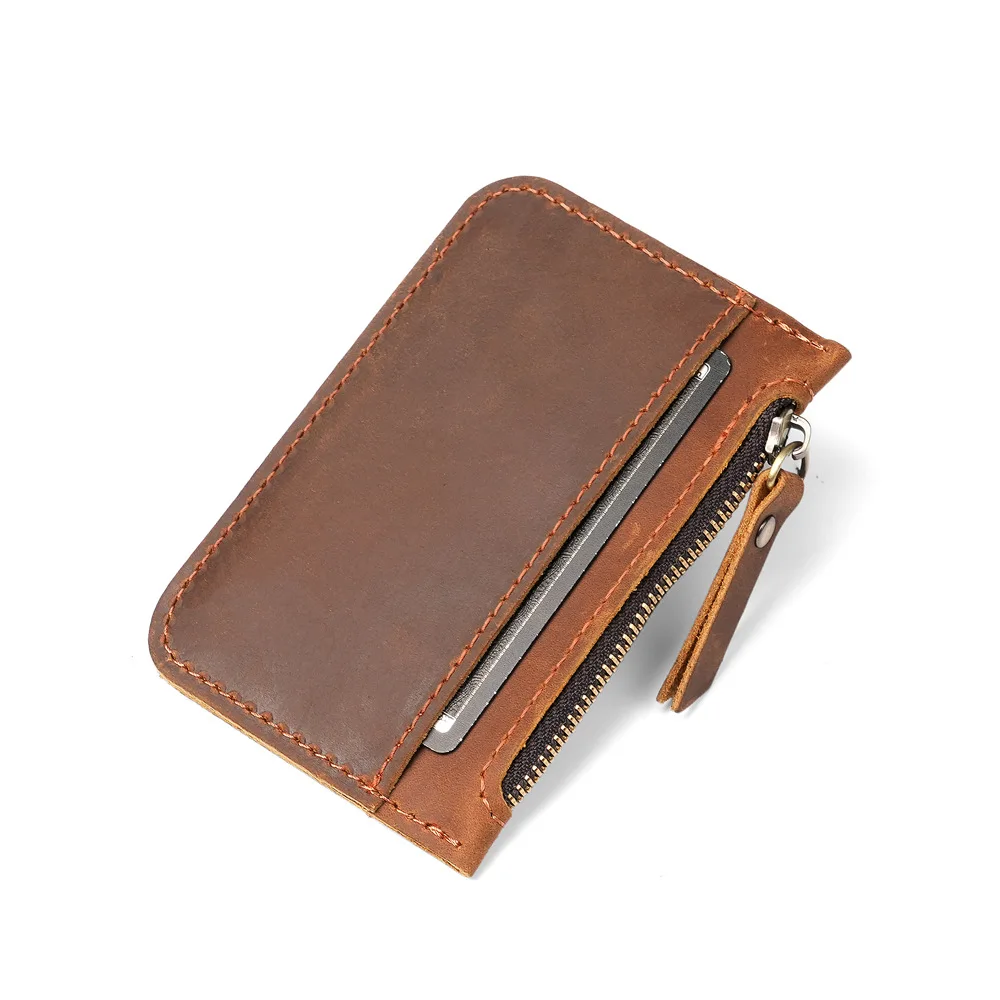 

Genuine Leather Mini Coin Purse for Men Cowhide Wallets Small Coin Pocket Card Holder Mini Money Bag Portable Clutch Bags retro
