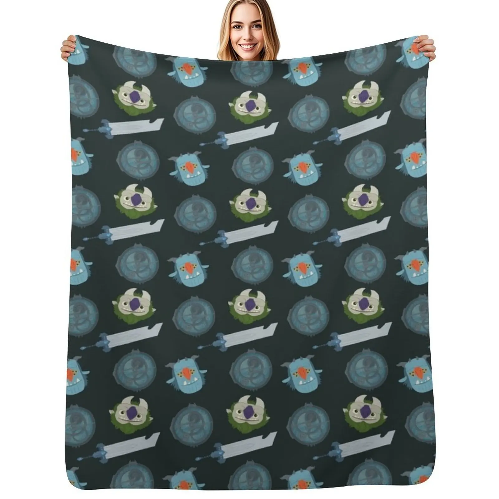 Trollhunters Repeating Pattern Throw Blanket For Sofa Thin Decorative Beds Flannel Fabric Hairy Winter beds Blankets