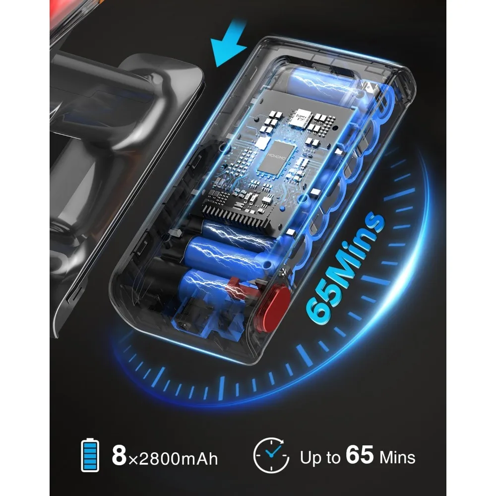 مكانس كهربائية 580 وات 48 كيلو باسكال 65 دقيقة للمنزل، مكنسة كهربائية قائمة بذاتها مع فرشاة مضادة للتشابك وشاشة لمس OLED